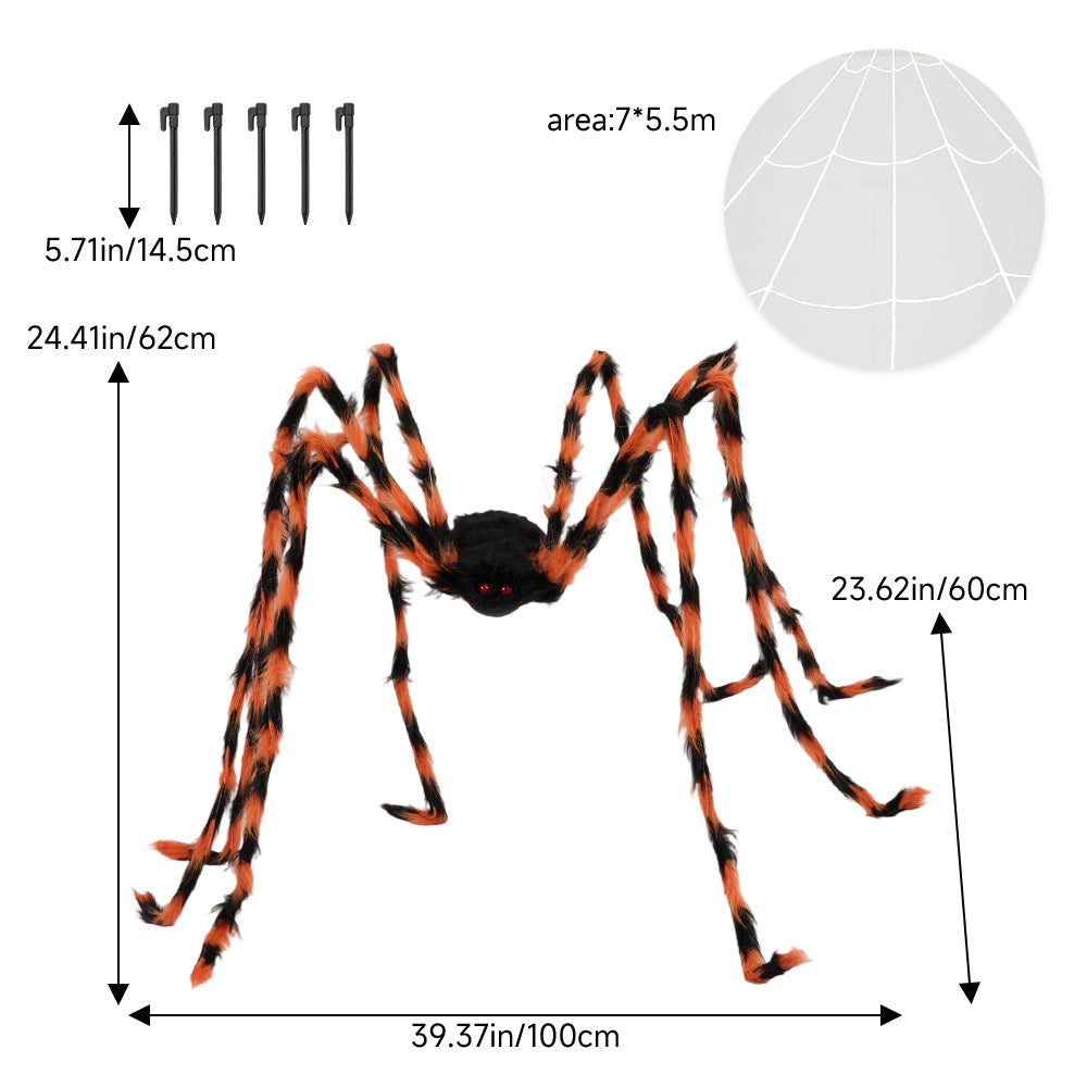 Large Outdoor Halloween Spider Decoration with Giant Spider Web