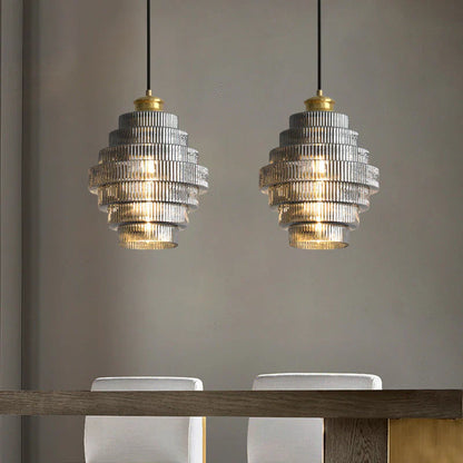 Layered Glass Pendant Light Modern Transparent Design | Valtrix