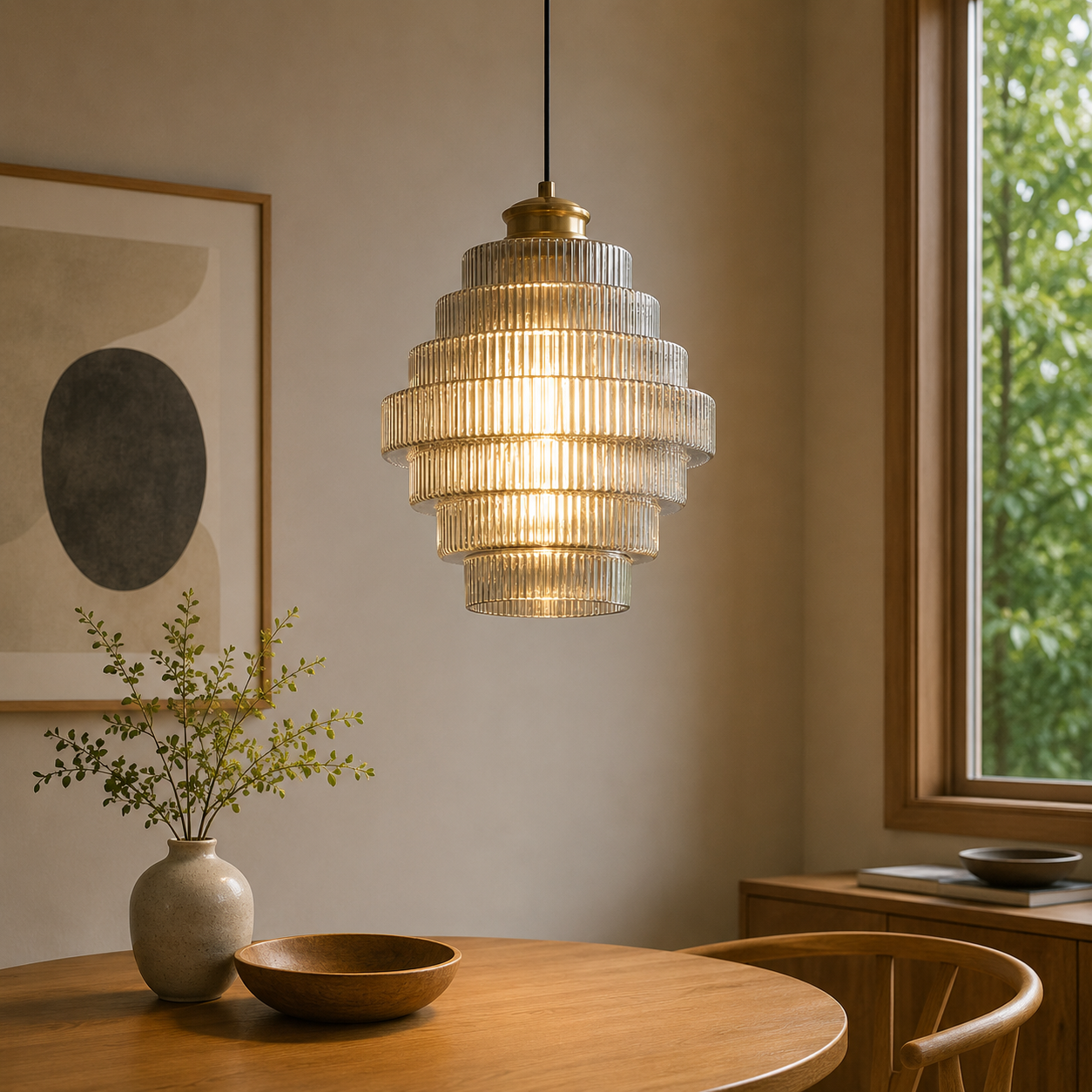 Layered Glass Pendant Light Modern Transparent Design | Valtrix