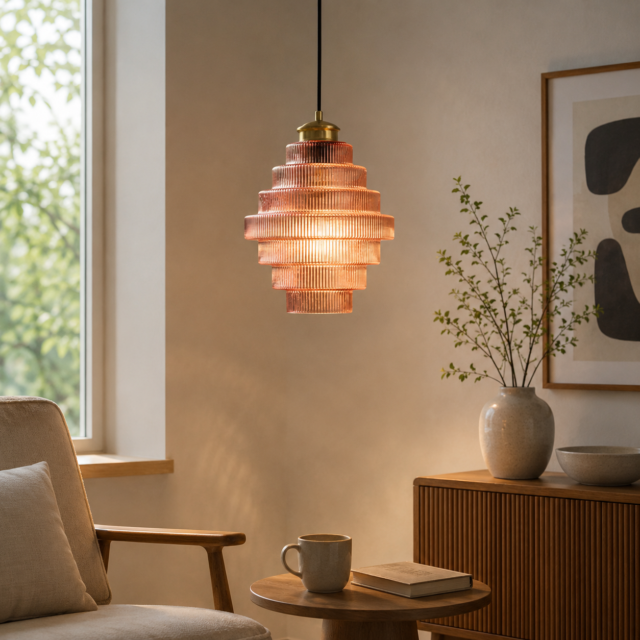 Layered Glass Pendant Light Modern Transparent Design | Valtrix