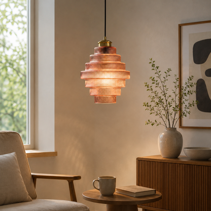 Layered Glass Pendant Light Modern Transparent Design | Valtrix