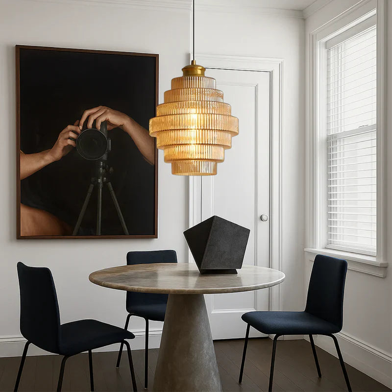 Layered Glass Pendant Light Modern Transparent Design | Valtrix