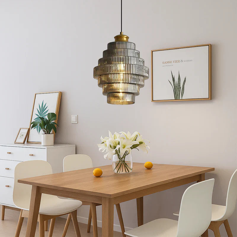 Layered Glass Pendant Light Modern Transparent Design | Valtrix