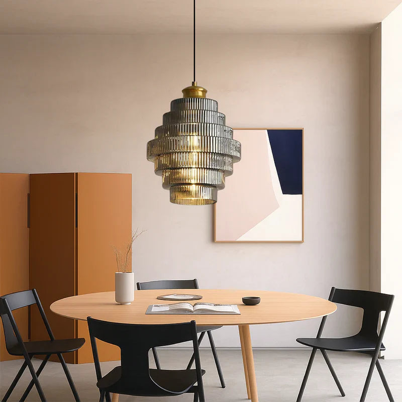 Layered Glass Pendant Light Modern Transparent Design | Valtrix