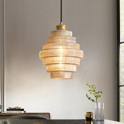 Layered Glass Pendant Light Modern Transparent Design | Valtrix