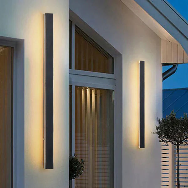 Linear Black LED Outdoor Garden Wall Light Fixture | Wallora
