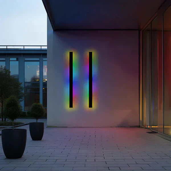 Linear Black LED Outdoor Garden Wall Light Fixture | Wallora