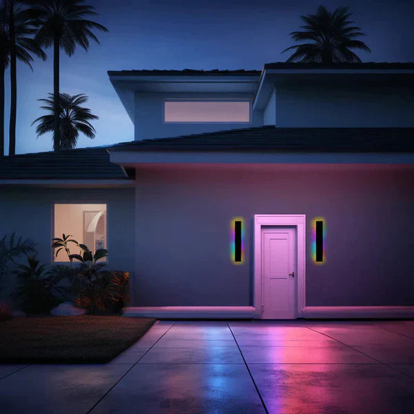 Linear Black LED Outdoor Garden Wall Light Fixture | Wallora