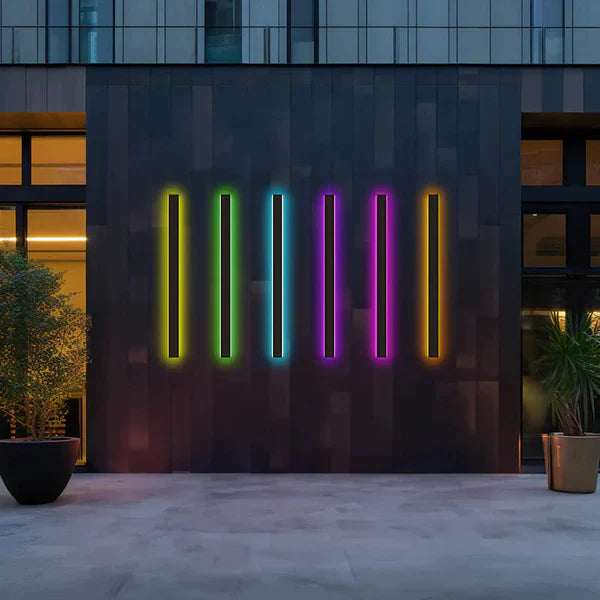 Linear Black LED Outdoor Garden Wall Light Fixture | Wallora