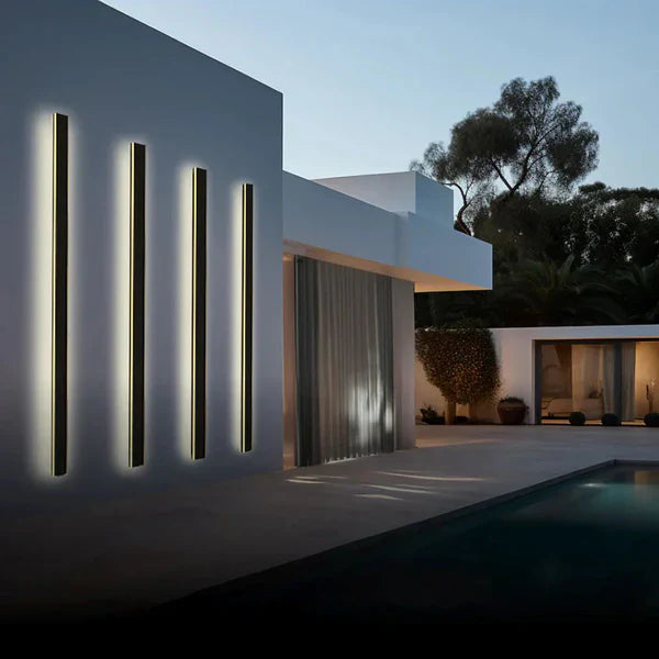 Linear Black LED Outdoor Garden Wall Light Fixture | Wallora