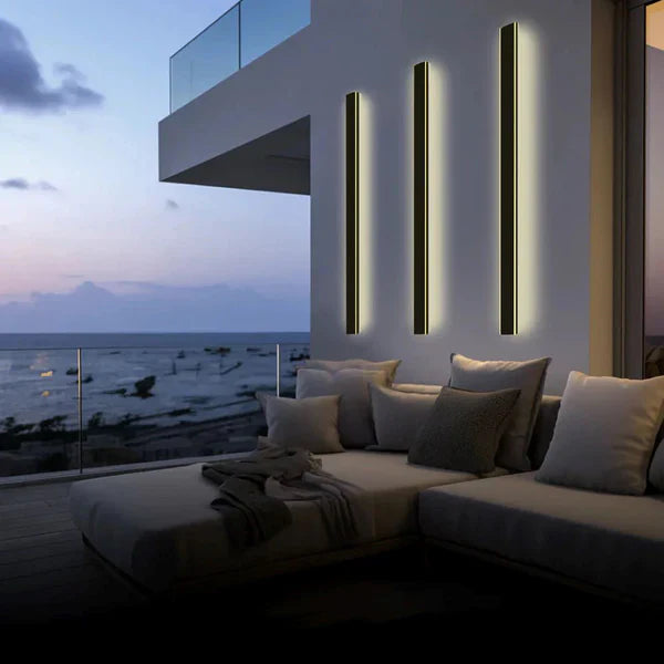 Linear Black LED Outdoor Garden Wall Light Fixture | Wallora