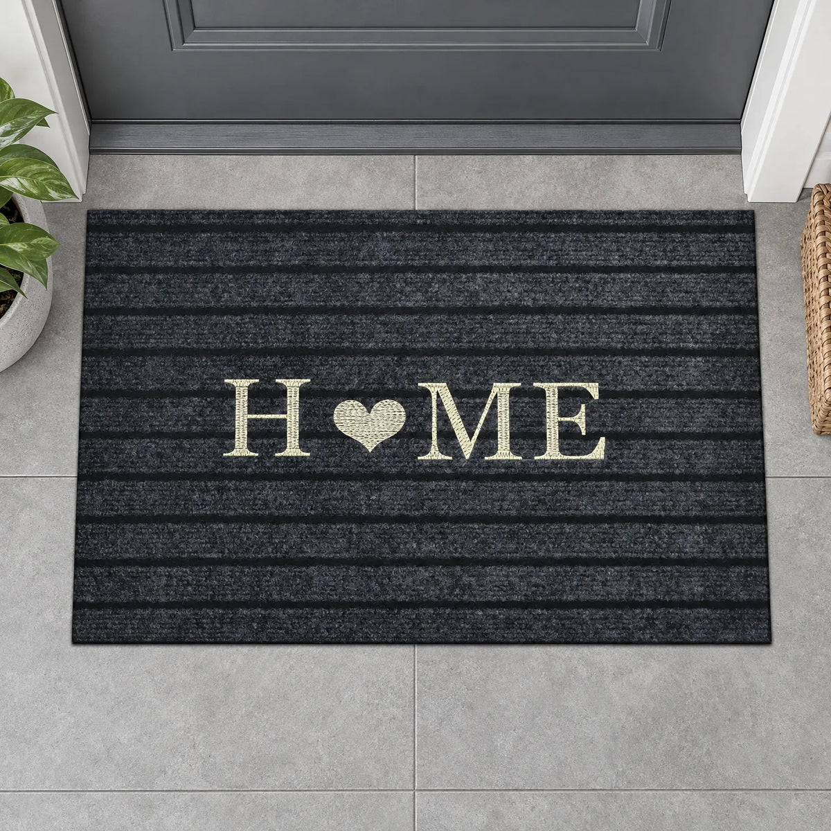 Low Profile Striped Entryway Floor Mat