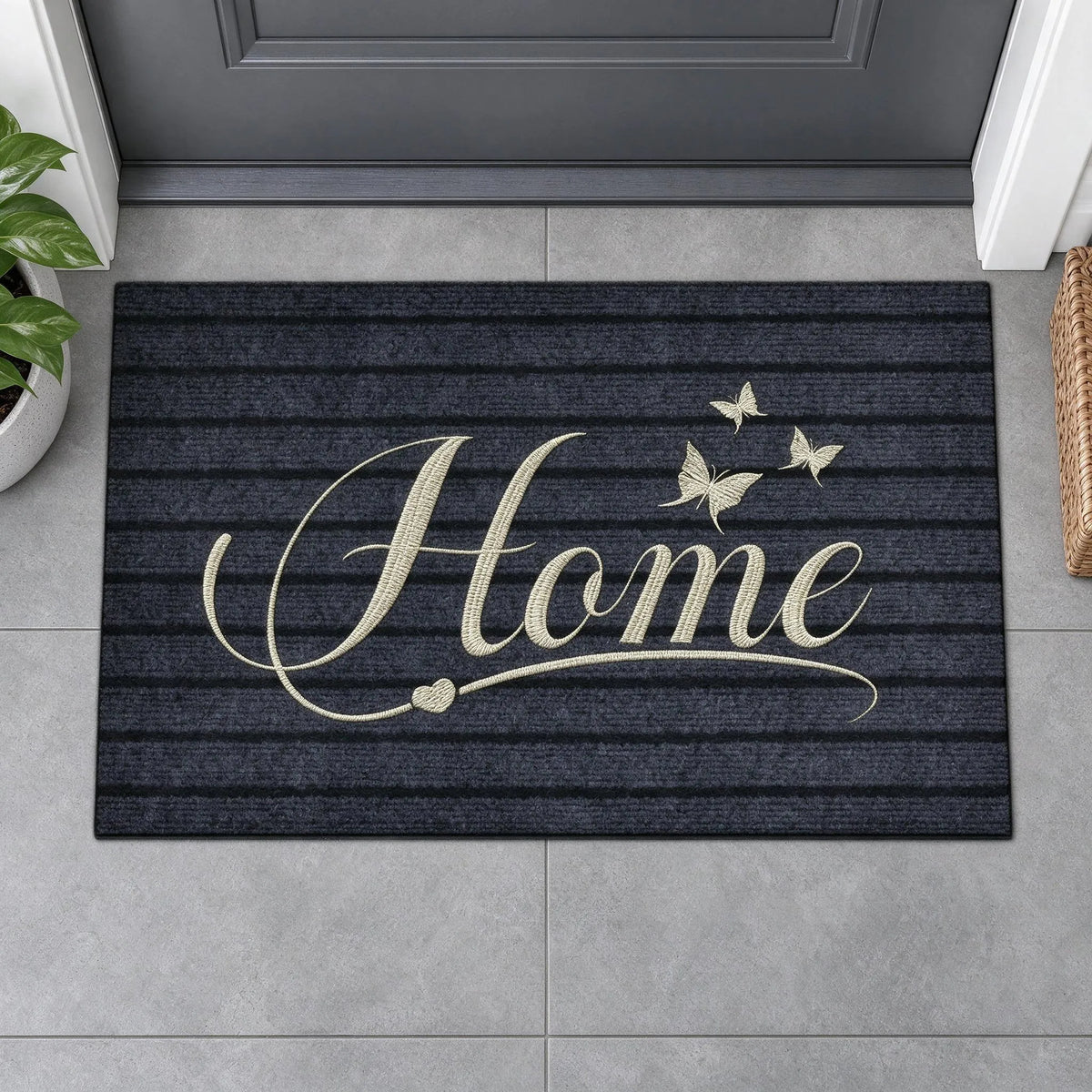 Low Profile Striped Entryway Floor Mat