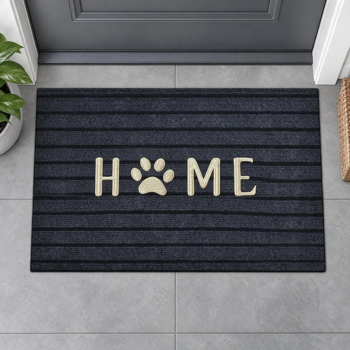 Low Profile Striped Entryway Floor Mat