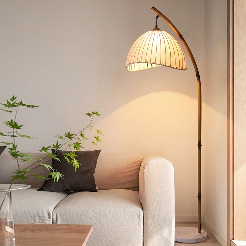 Metal Arc Floor Lamp with Fabric Shade Modern Lighting | Talvori