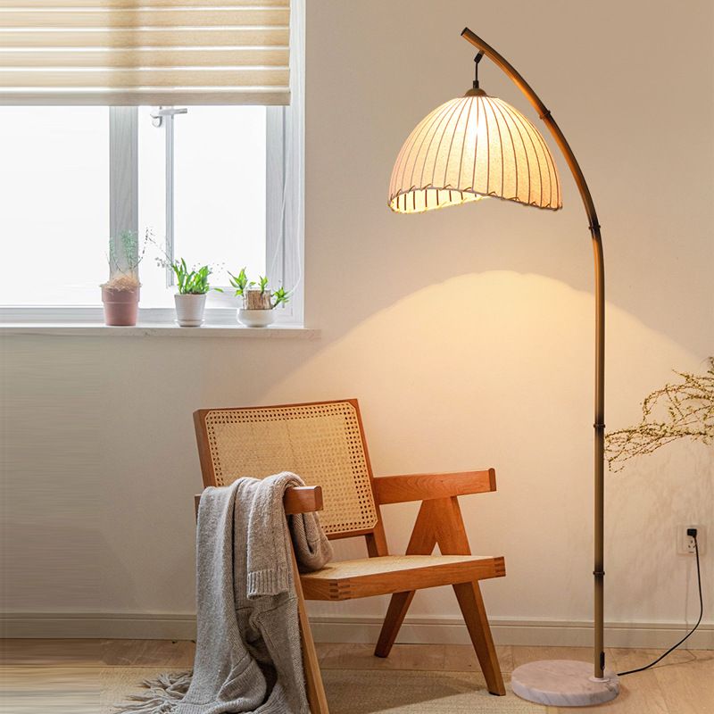 Metal Arc Floor Lamp with Fabric Shade Modern Lighting | Talvori