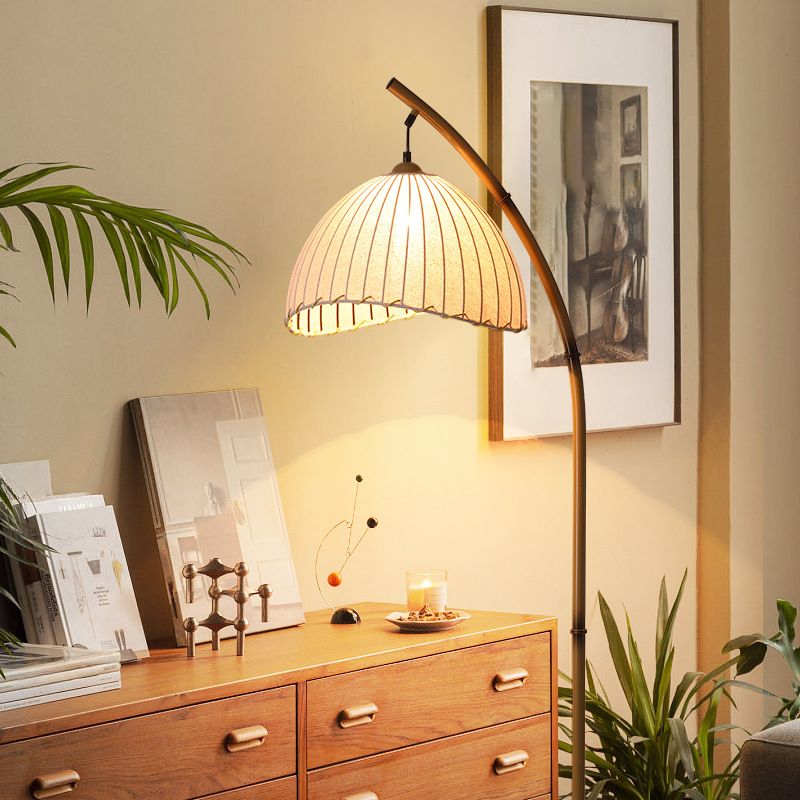 Metal Arc Floor Lamp with Fabric Shade Modern Lighting | Talvori