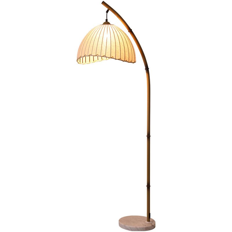 Metal Arc Floor Lamp with Fabric Shade Modern Lighting | Talvori