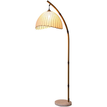 Metal Arc Floor Lamp with Fabric Shade Modern Lighting | Talvori