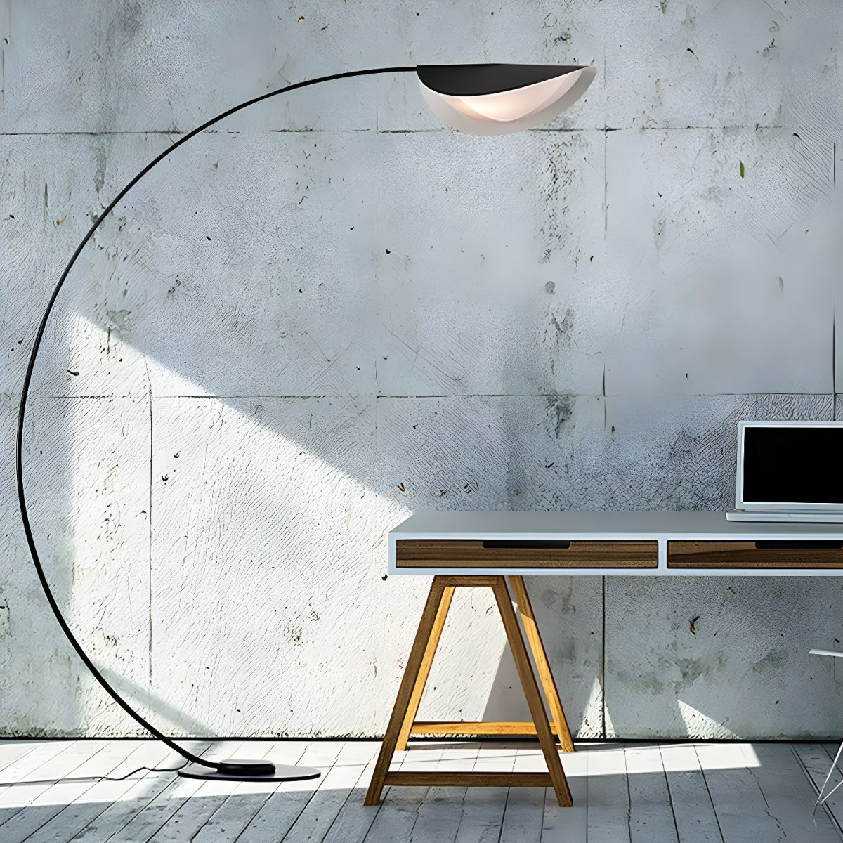 Metal Arched Floor Lamp with Minimalist Design | Lumaryn