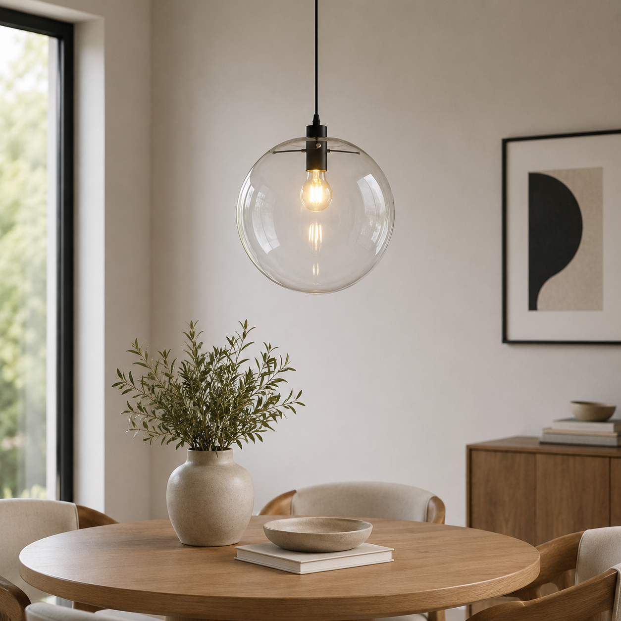 Minimal Glass Globe Pendant Light E27 Ceiling Fixture | Xavqen