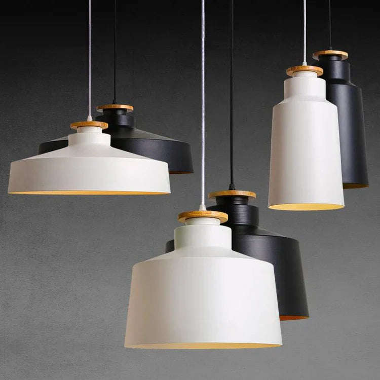 Minimal Scandinavian Pendant Light Wood Metal E27 Shade | Ravora