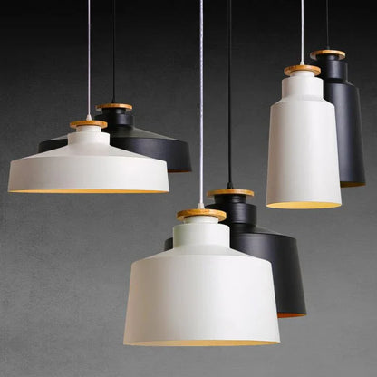 Minimal Scandinavian Pendant Light Wood Metal E27 Shade | Ravora