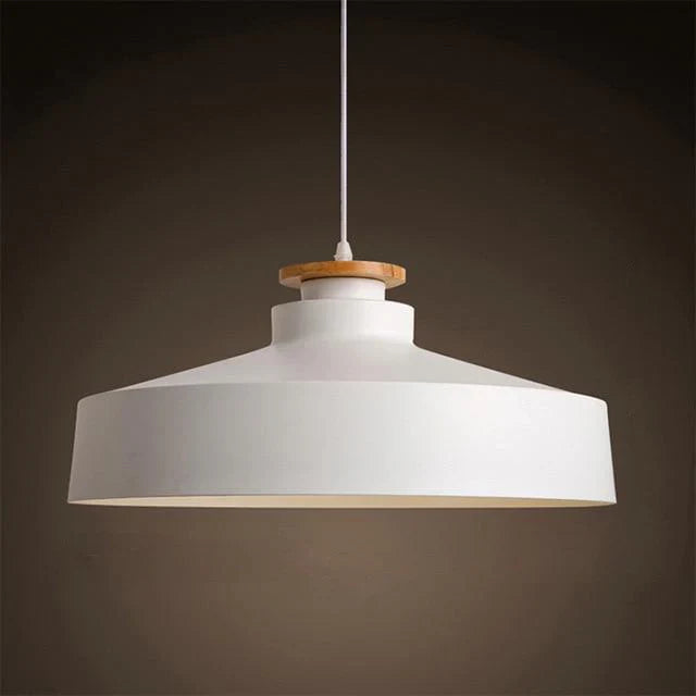 Minimal Scandinavian Pendant Light Wood Metal E27 Shade | Ravora