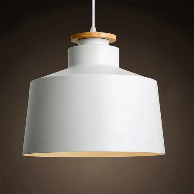 Minimal Scandinavian Pendant Light Wood Metal E27 Shade | Ravora