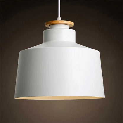 Minimal Scandinavian Pendant Light Wood Metal E27 Shade | Ravora