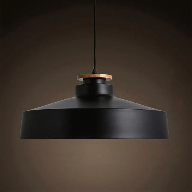 Minimal Scandinavian Pendant Light Wood Metal E27 Shade | Ravora