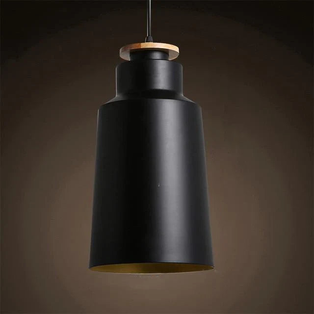 Minimal Scandinavian Pendant Light Wood Metal E27 Shade | Ravora
