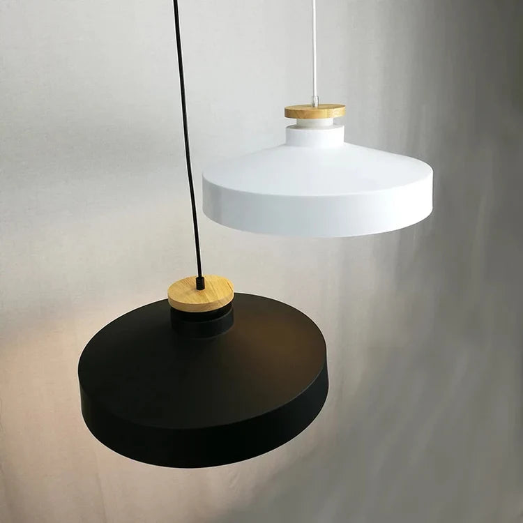 Minimal Scandinavian Pendant Light Wood Metal E27 Shade | Ravora