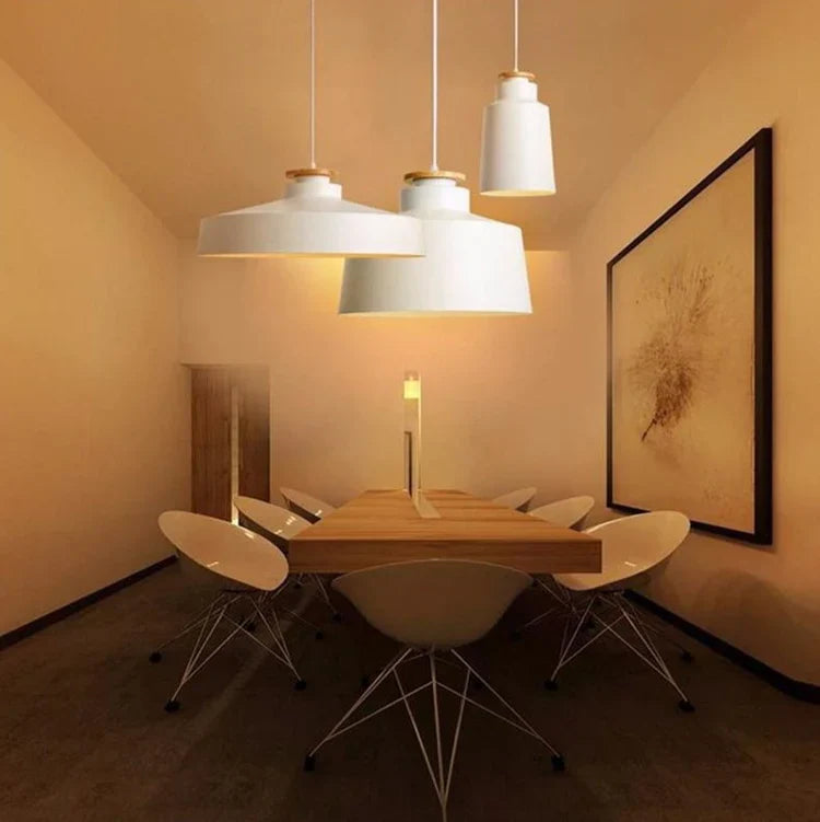 Minimal Scandinavian Pendant Light Wood Metal E27 Shade | Ravora