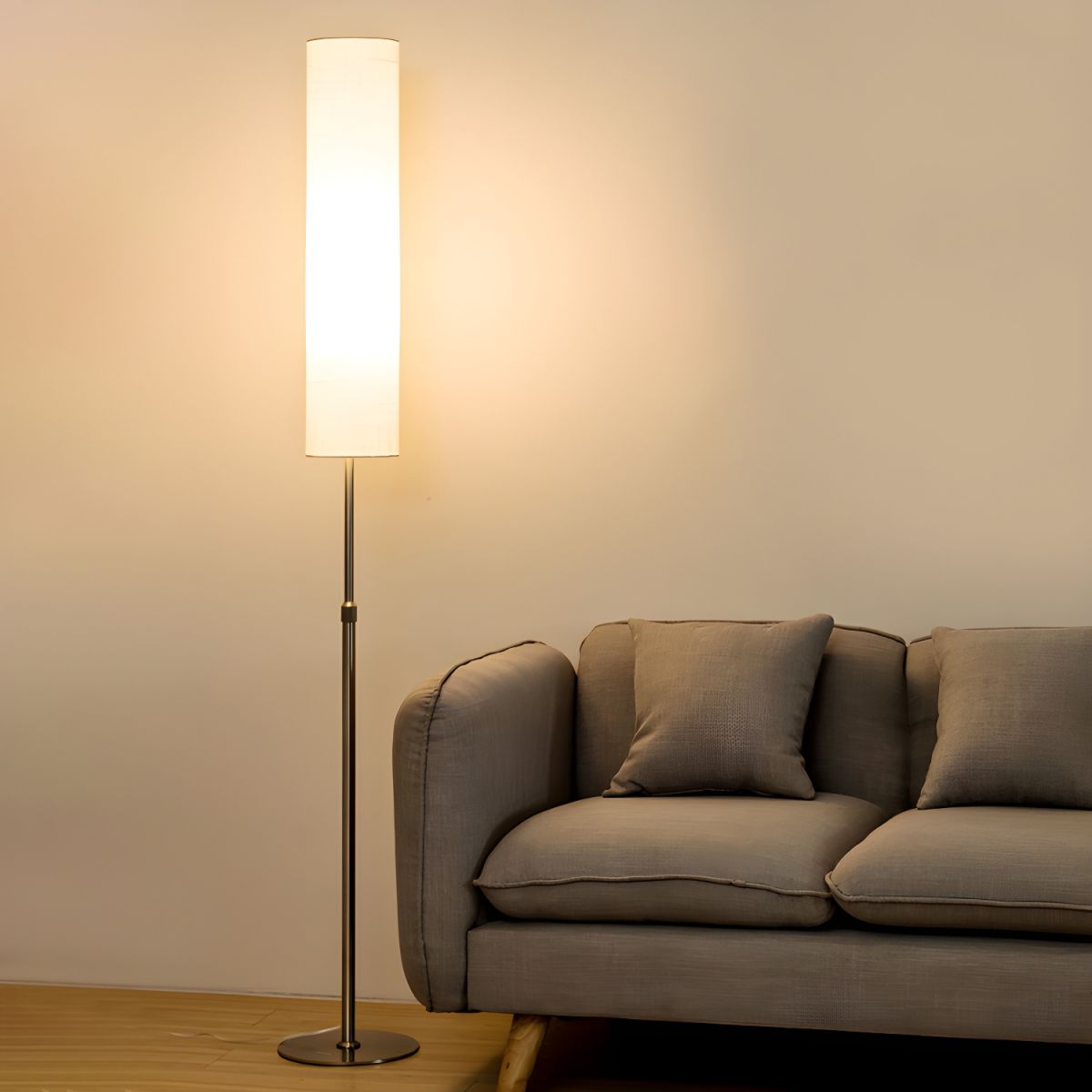 Minimalist Floor Lamp With Fabric Shade Reading Light | Mirelva