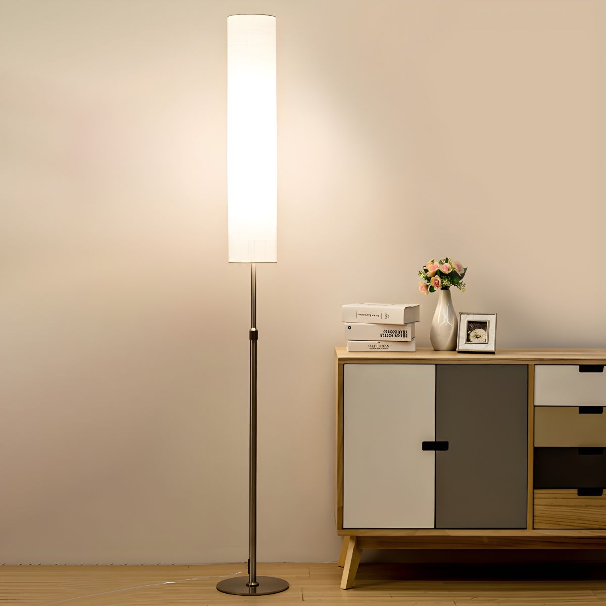 Minimalist Floor Lamp With Fabric Shade Reading Light | Mirelva