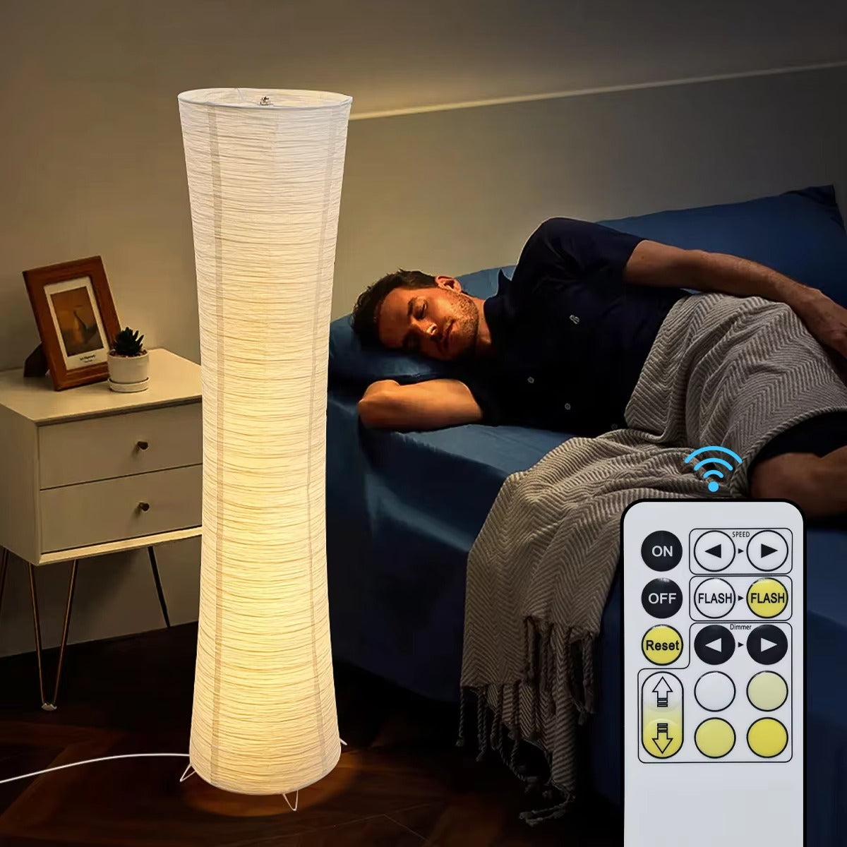 Minimalist Floor Lamp With Paper Lampshade LED Light | Mirello