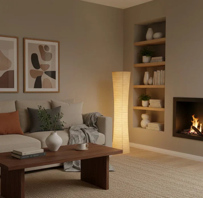 Minimalist Floor Lamp With Paper Lampshade LED Light | Mirello