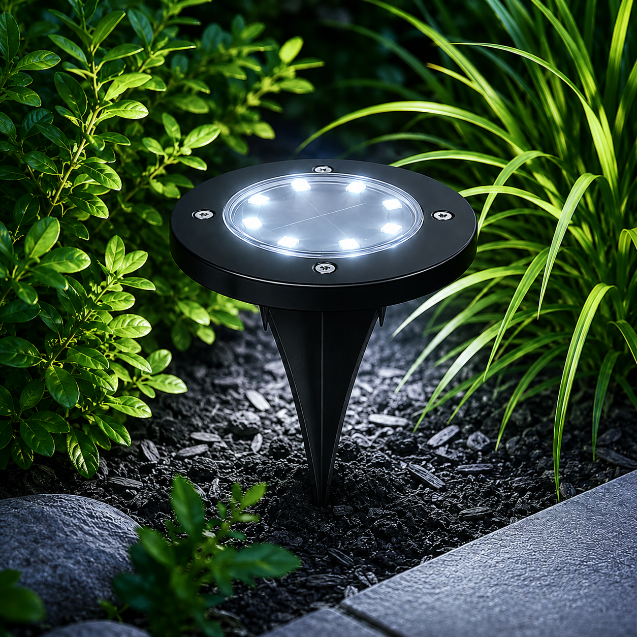 Minimalist Solar LED Circle Outdoor Garden Light | Zelvix