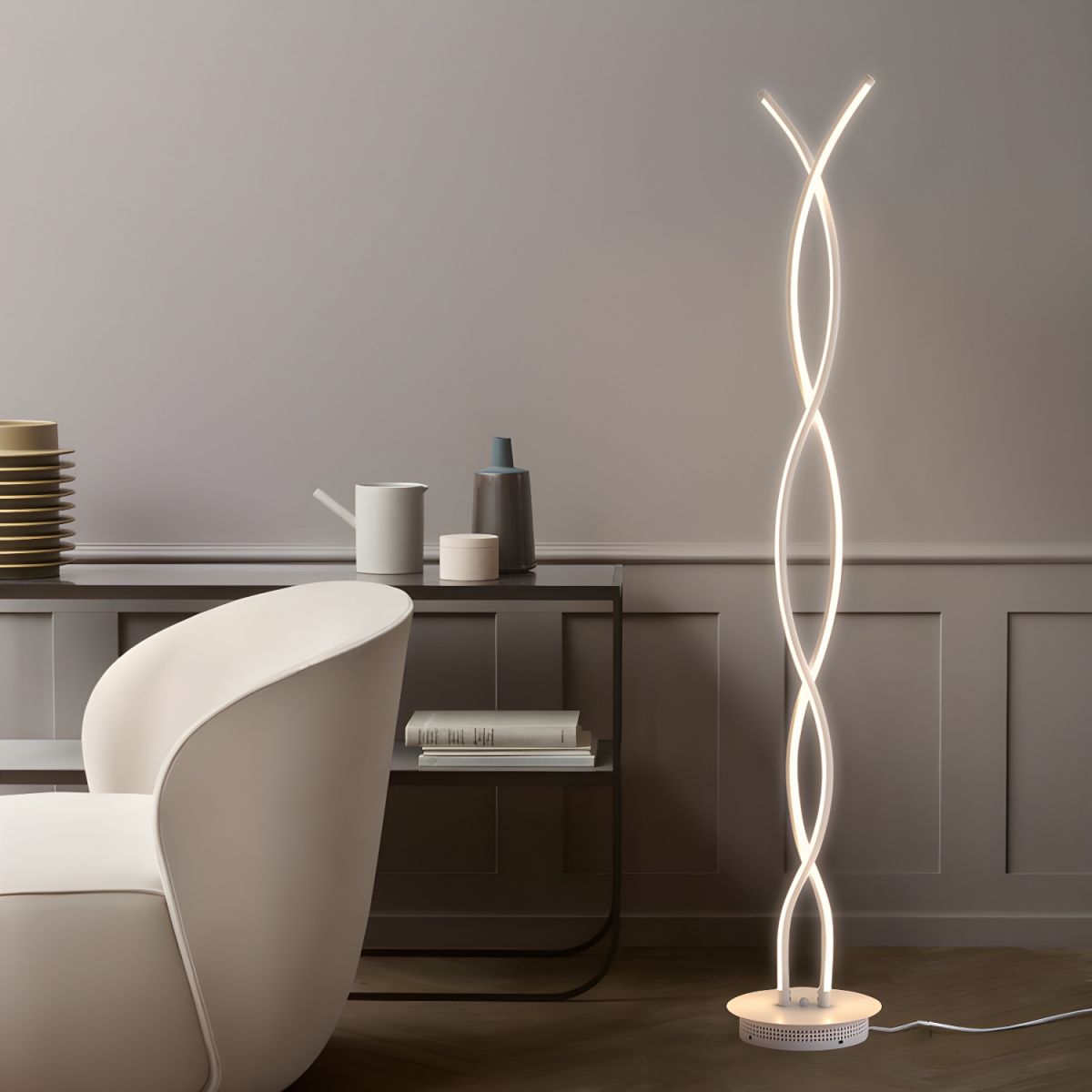 Modern Acrylic Spiral LED Floor Lamp Reading Light | Norvell