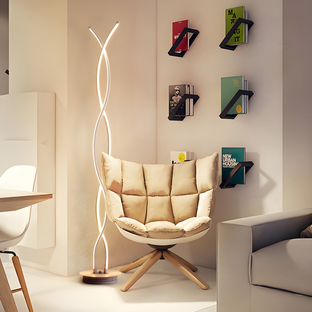Modern Acrylic Spiral LED Floor Lamp Reading Light | Norvell