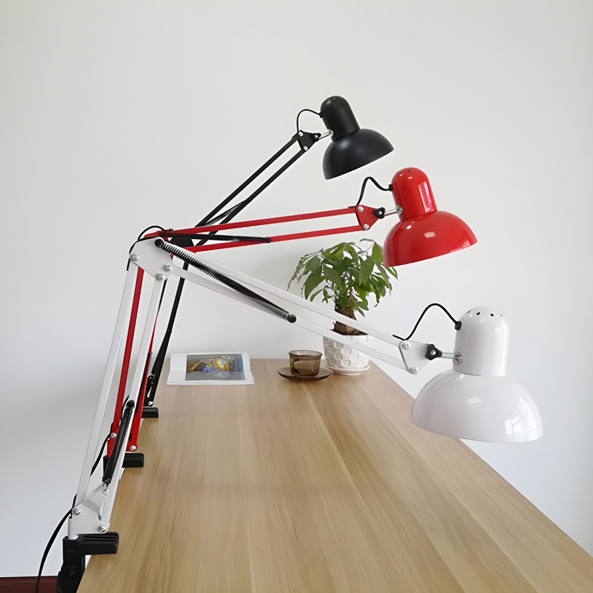 Modern Adjustable Clamp Table Lamp with Metal Shade | Qyxoria