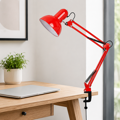 Modern Adjustable Clamp Table Lamp with Metal Shade | Qyxoria