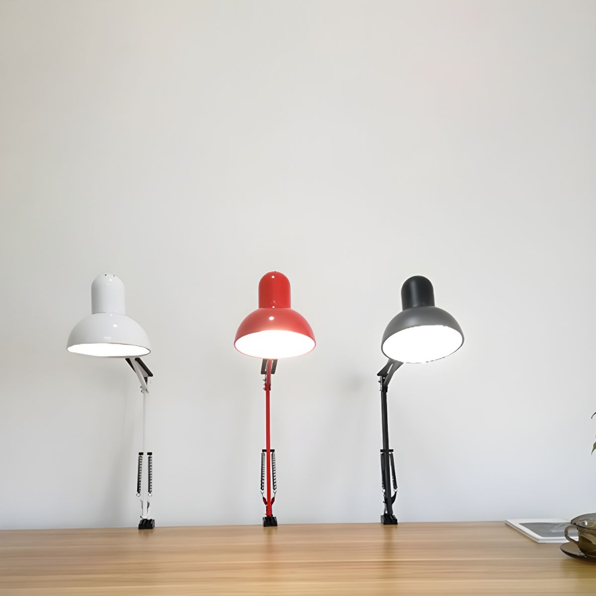 Modern Adjustable Clamp Table Lamp with Metal Shade | Qyxoria