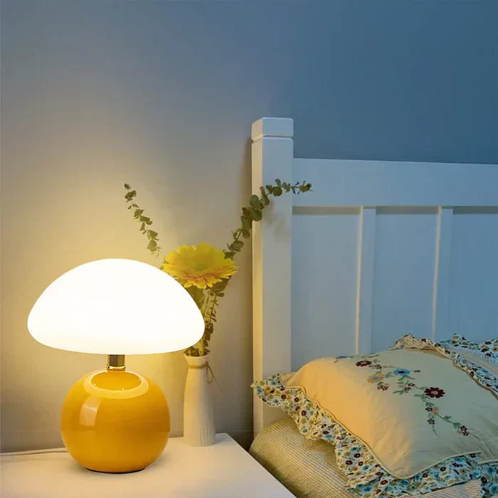 Modern Bauhaus Ceramic Mushroom Table Lamp with LED | Tarevon