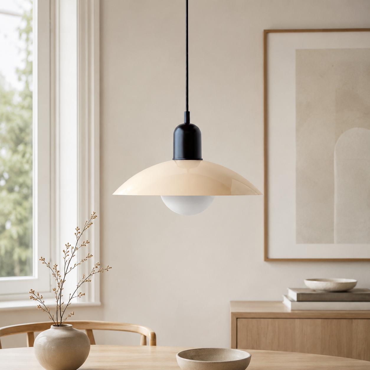 Modern Bauhaus Glass Dome Pendant Light for Kitchens | Nexvora