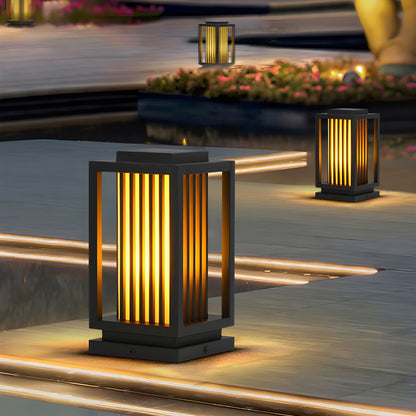 Modern Black Rectangular LED Outdoor Pillar Lamp | Lumoro