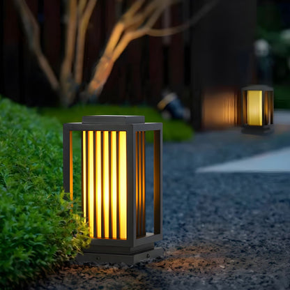 Modern Black Rectangular LED Outdoor Pillar Lamp | Lumoro