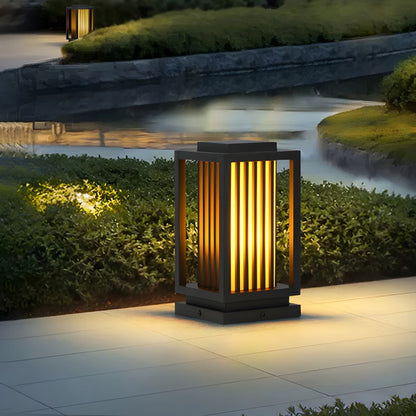 Modern Black Rectangular LED Outdoor Pillar Lamp | Lumoro