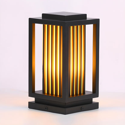 Modern Black Rectangular LED Outdoor Pillar Lamp | Lumoro